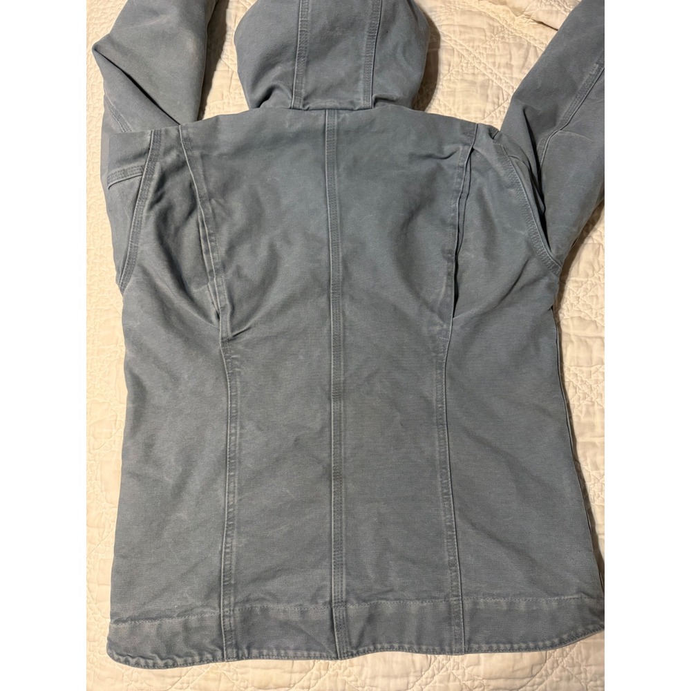 Carhartt WJ141 Sierra Jacket Women Small Blue Sherpa Lined Hooded Duck Coat - Picture 9 of 13